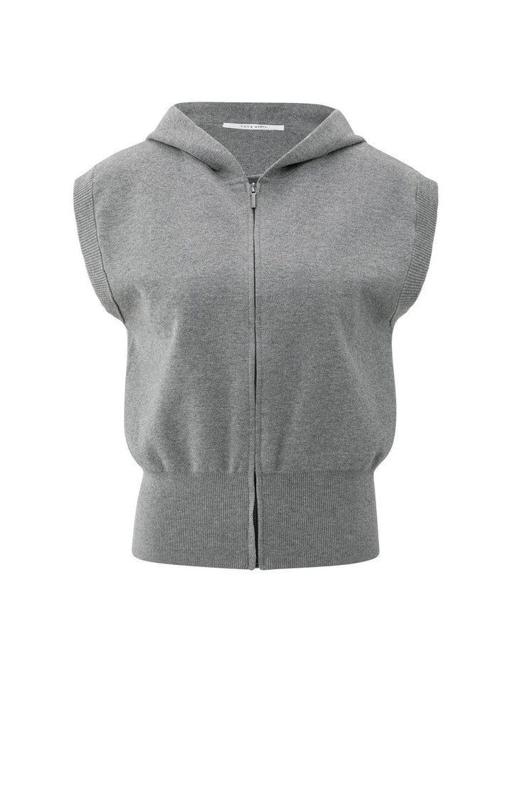 Sleeveless Knitted Hoody With - Grijs