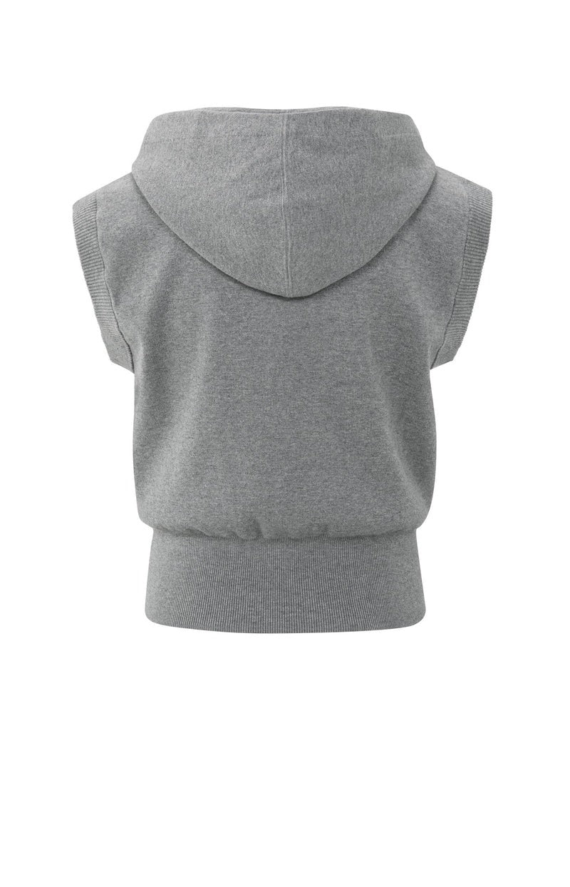Sleeveless Knitted Hoody With - Grijs
