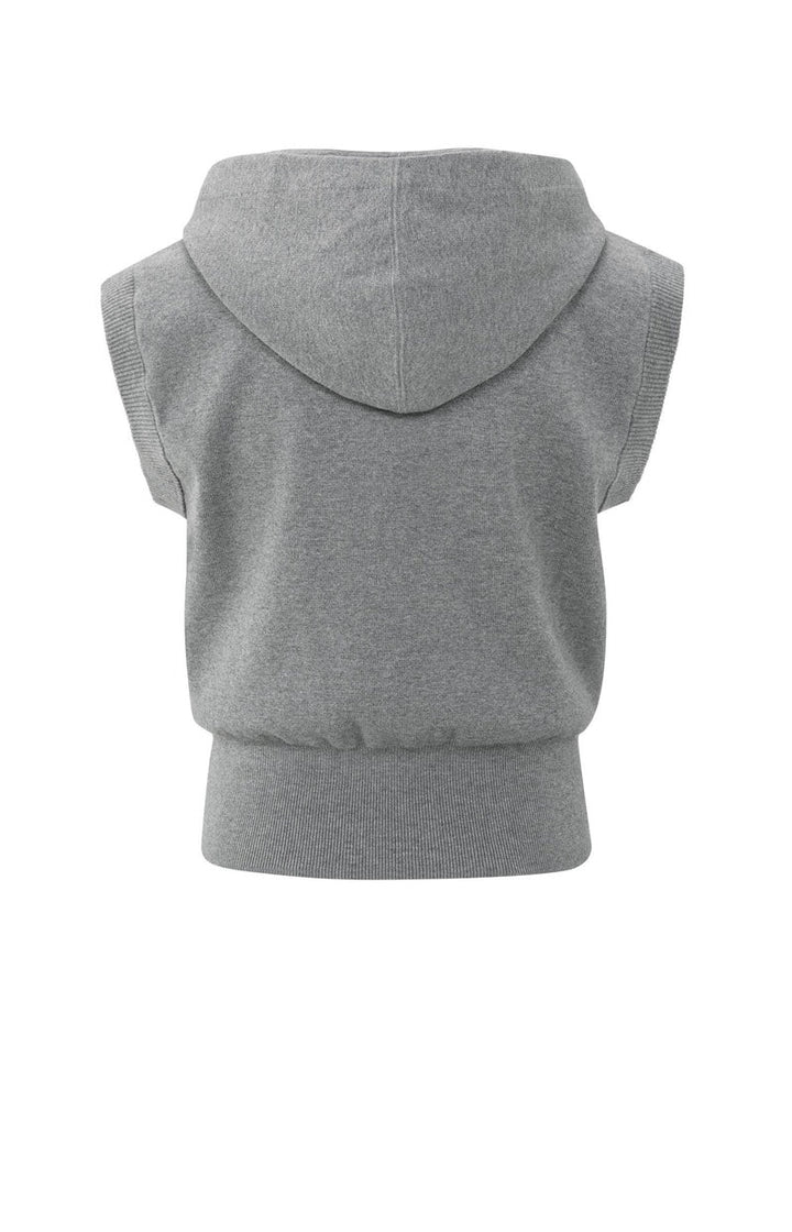 Sleeveless Knitted Hoody With - Grijs