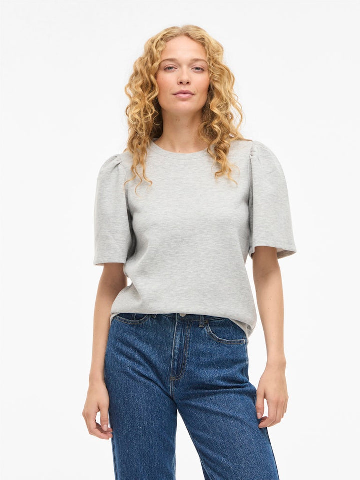 Visandy 2/4 O-neck Sweat Top - Noos - Grijs Melee