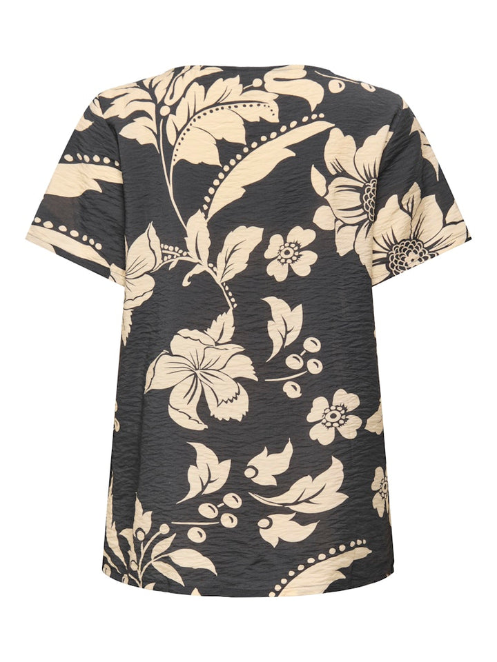 Jdytroya Life S/s O-neck Top Wvn Dia - Zwart Dessin