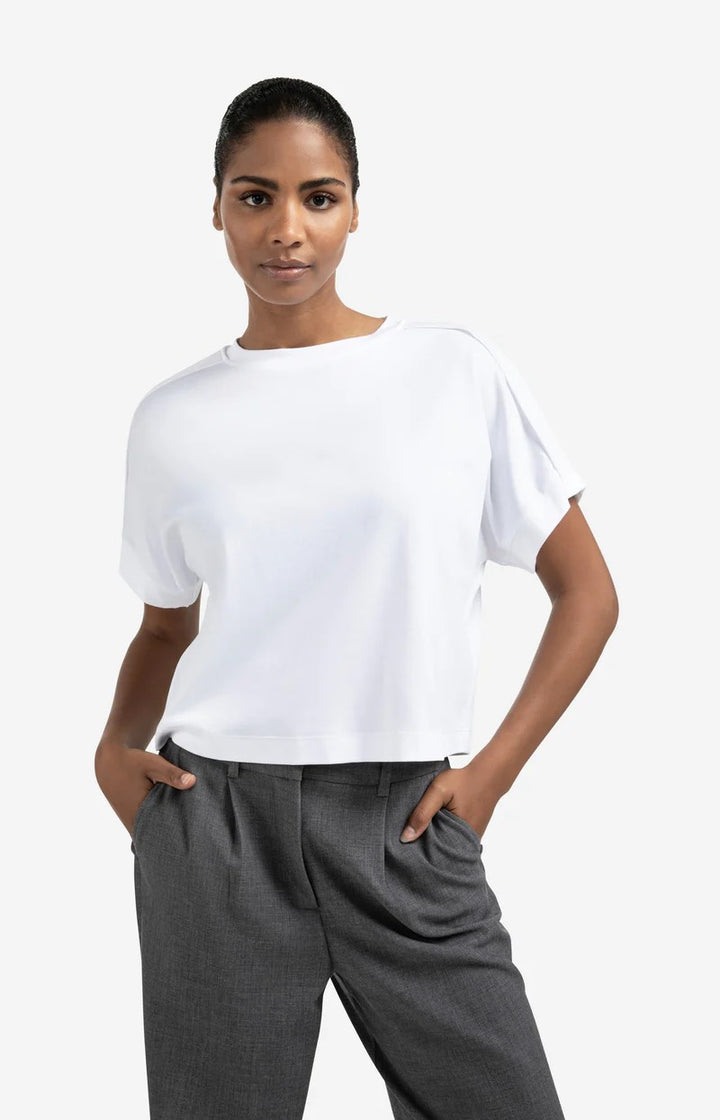 Jersey Top With Folded Detail - Wit