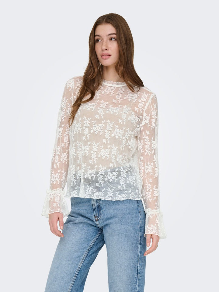 Onlcrisma L/s O-neck Top Wvn - Off-white