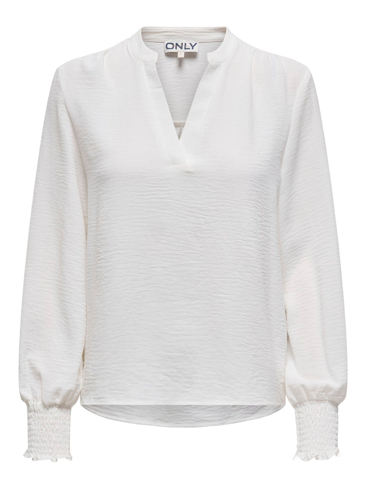 Onlmette V-neck Ls Smock Top Noos Wvn - Off-white