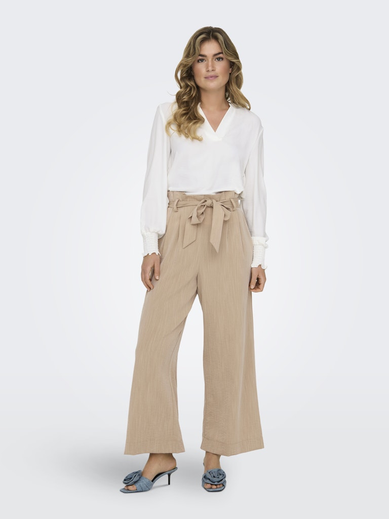 Onlmette V-neck Ls Smock Top Noos Wvn - Off-white