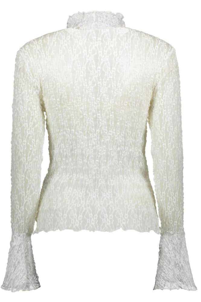 Jdylala Ls High Neck Lace Top - Off-white