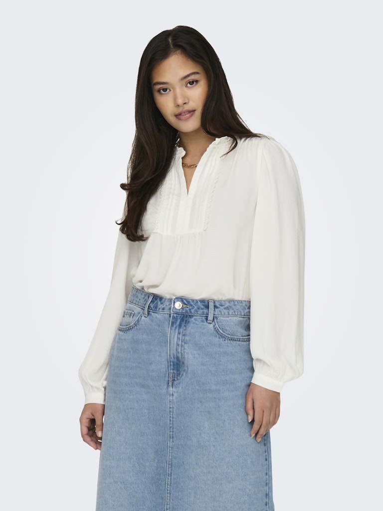 Jdyrachel Life L/s Pintuck Top Wvn Noos - Ecru