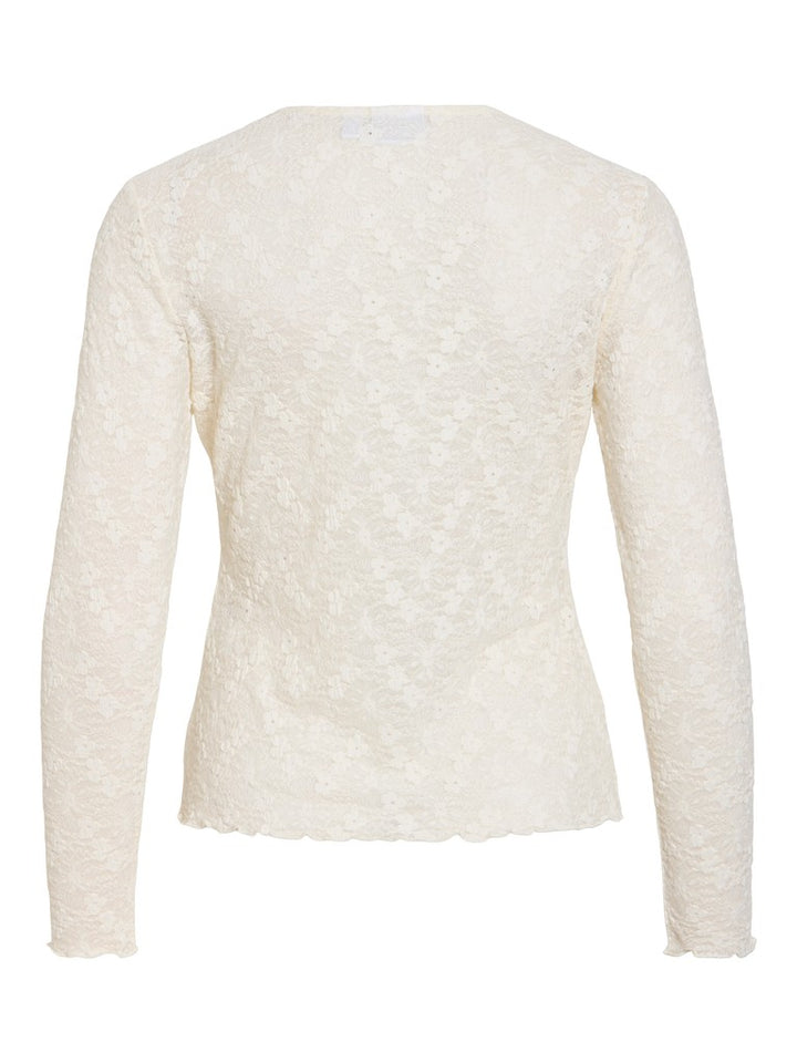 Vifay O-neck L/s Top - Noos - Ecru