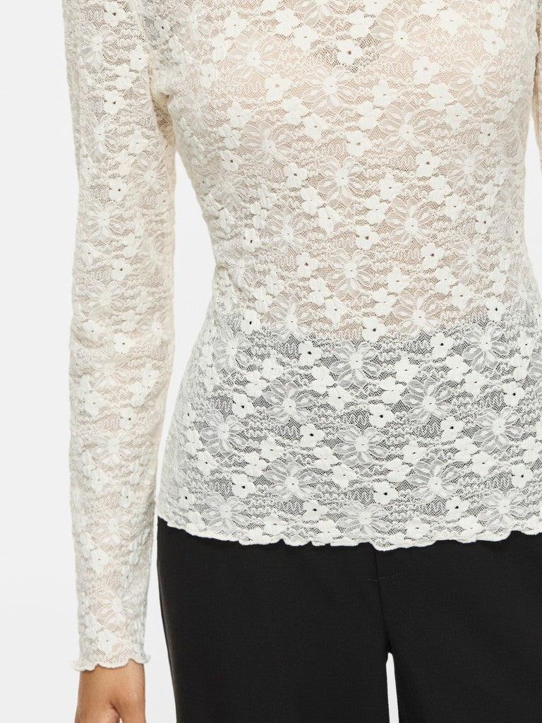 Vifay O-neck L/s Top - Noos - Ecru