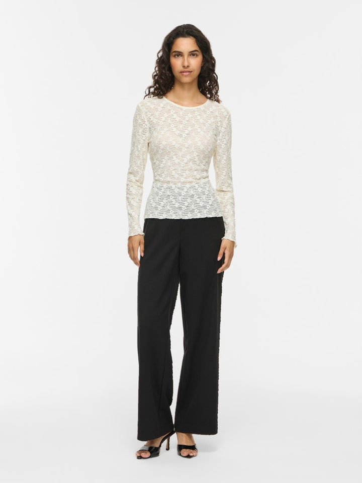 Vifay O-neck L/s Top - Noos - Ecru