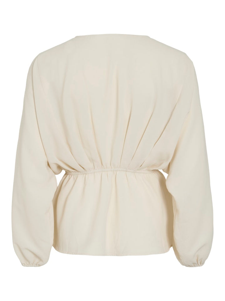 Viselia V-neck L/s Peplum Top/bfs - Beige