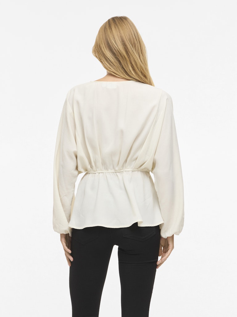 Viselia V-neck L/s Peplum Top/bfs - Beige