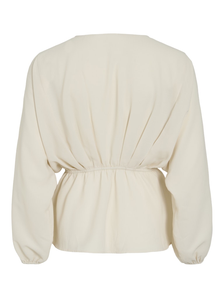 Viselia V-neck L/s Peplum Top/bfs - Beige