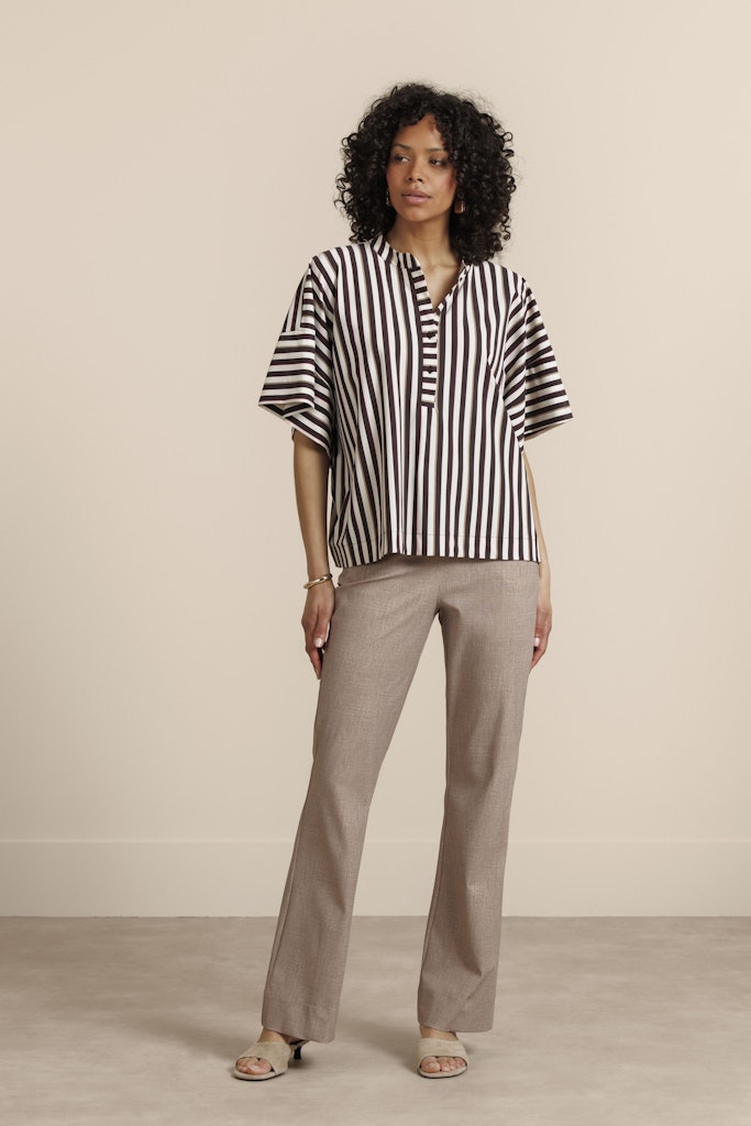 Laureen Stripe Blouse - Ecru Dessin