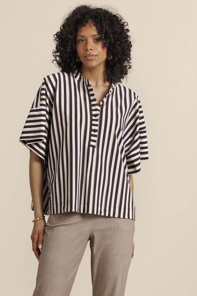Laureen Stripe Blouse - Ecru Dessin