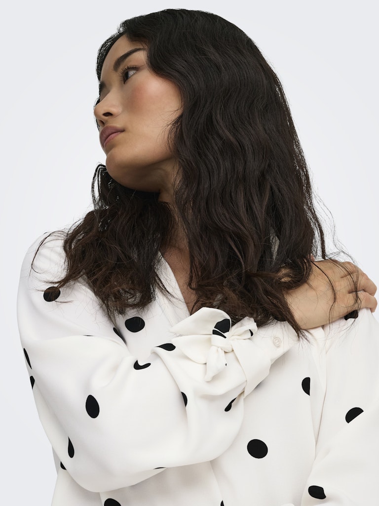 Onlbelem L/s Bow Top Wvn Sud - Ecru Dessin