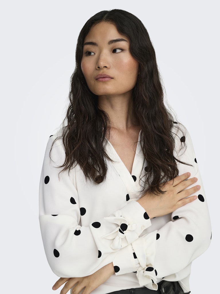 Onlbelem L/s Bow Top Wvn Sud - Ecru Dessin