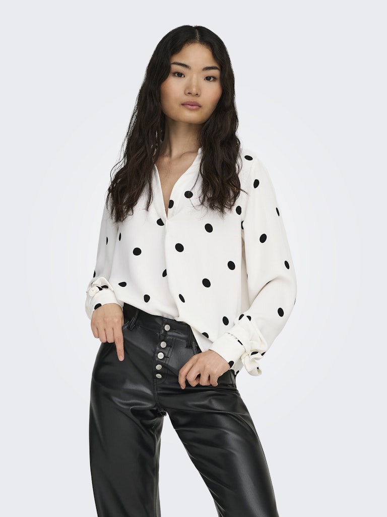 Onlbelem L/s Bow Top Wvn Sud - Ecru Dessin