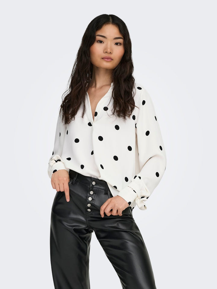 Onlbelem L/s Bow Top Wvn Sud - Ecru Dessin