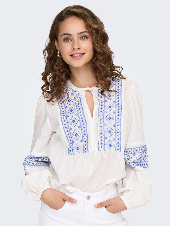 Jdylulu Ls Embroidery Shirt - Wit Dessin