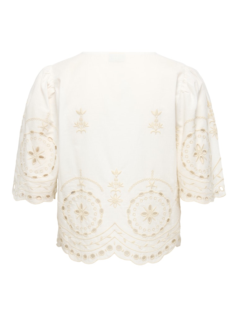 Jdypolly S/s Embroidery Tie Top Wvn - Wit Dessin