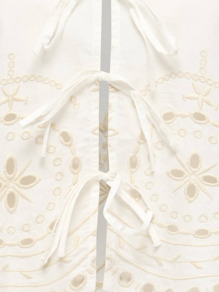 Jdypolly S/s Embroidery Tie Top Wvn - Wit Dessin