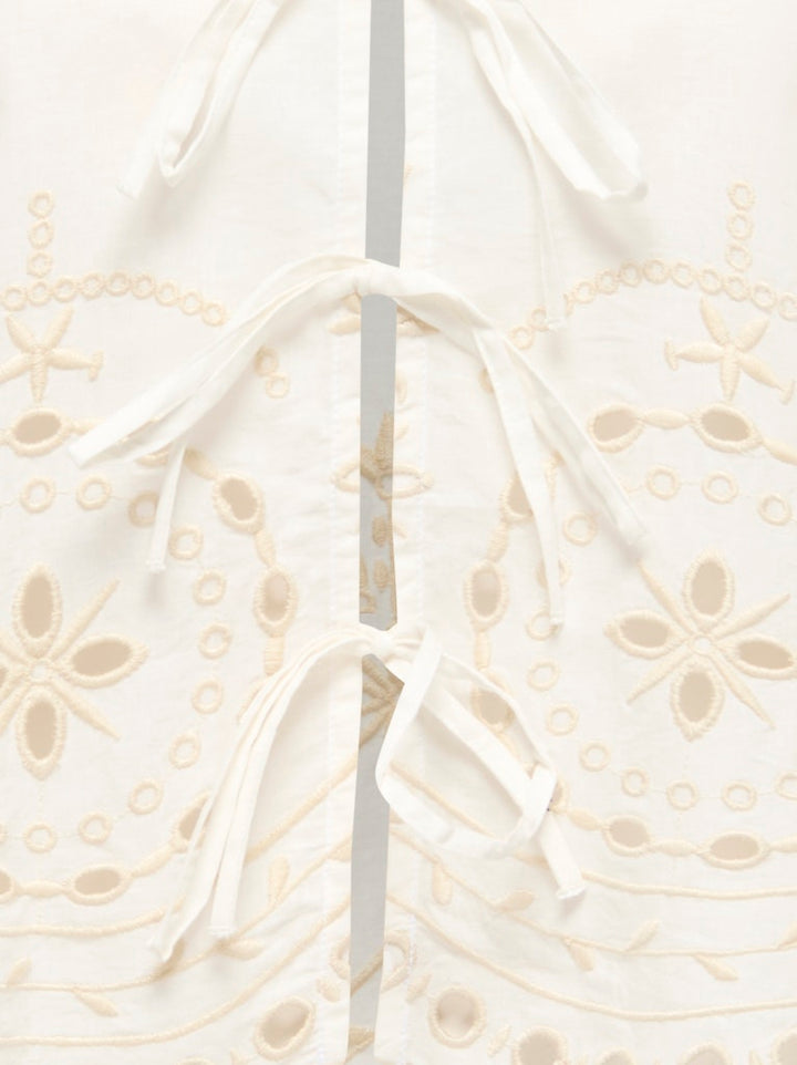 Jdypolly S/s Embroidery Tie Top Wvn - Wit Dessin