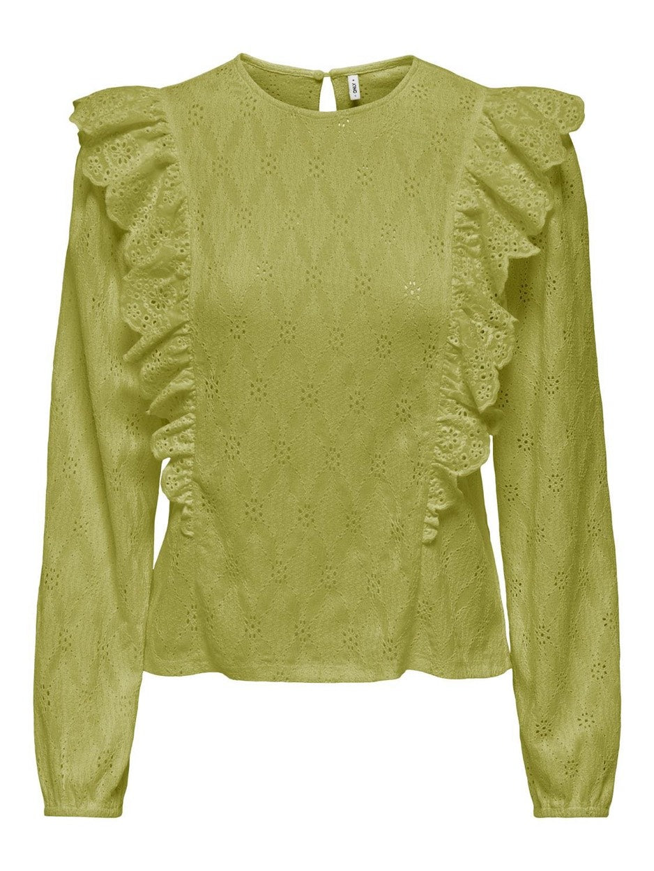 Onlgrace L/s O-neck Top Box Jrs - Lime