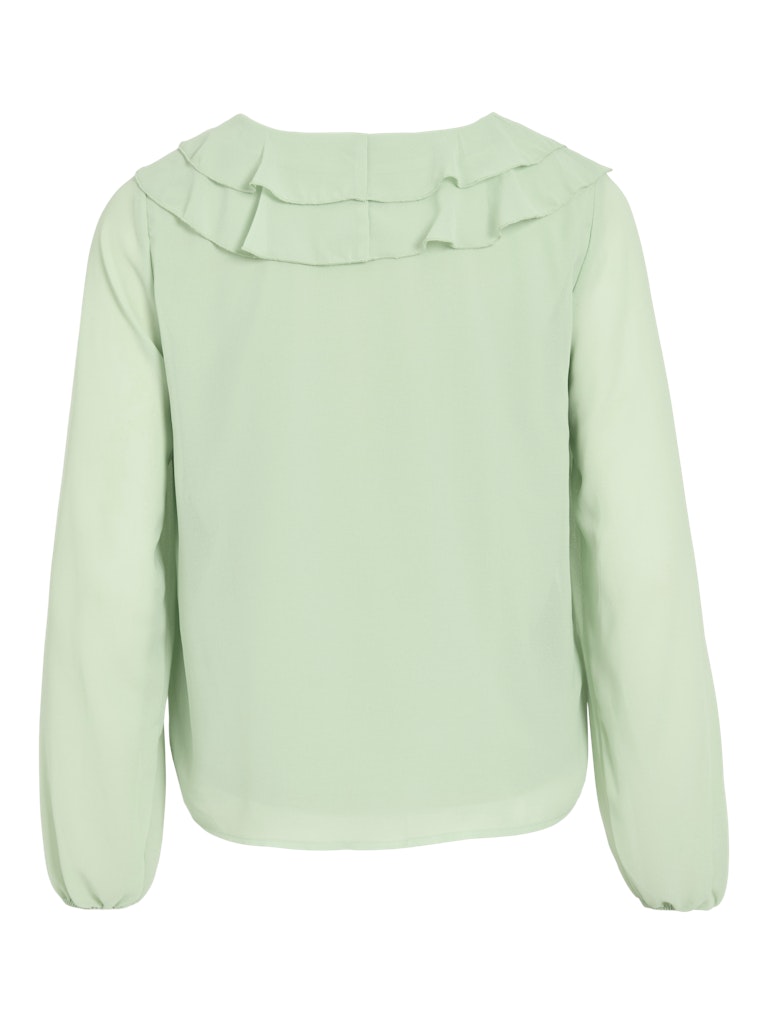 Viane L/s V-neck Frill Top - Noos - Mint
