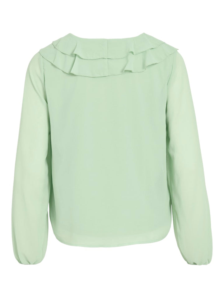 Viane L/s V-neck Frill Top - Noos - Mint