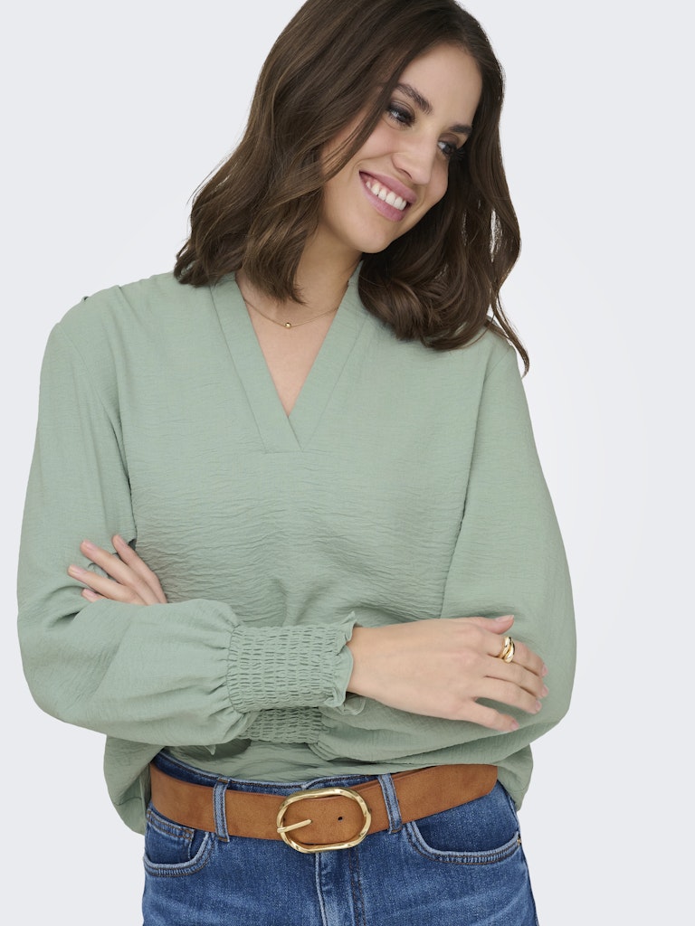 Onlmette V-neck Ls Smock Top Noos Wvn - Mint