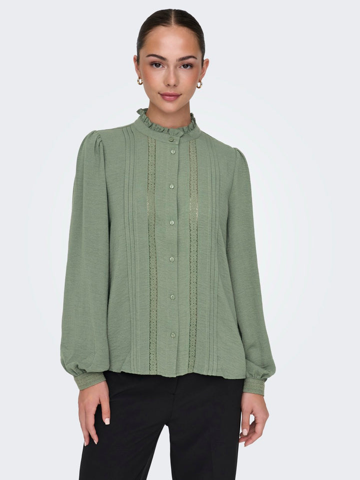 Jdyellis Life L/s Lace Shirt Wvn No - Oud Groen