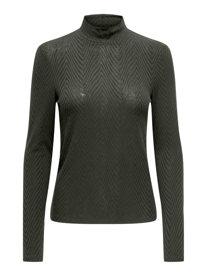 Onlzuri Life L/s High Neck Top Jrs - Donkergroen