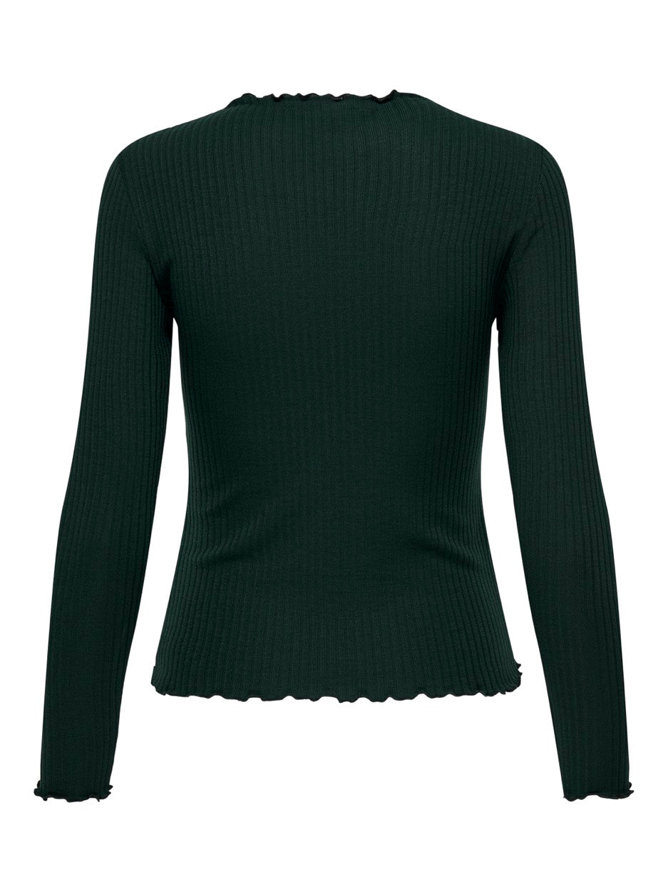 Onlemma L/s High Neck Top Noos Jrs - Donkergroen