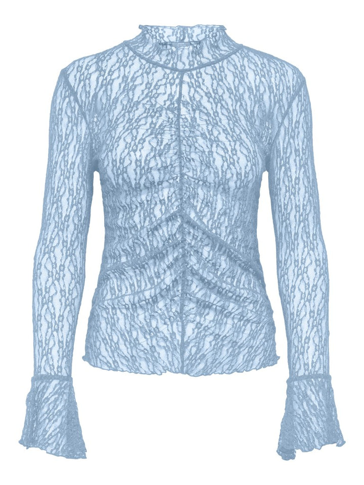 Jdylala L/s High Neck Lace Top Jrs - Lichtblauw
