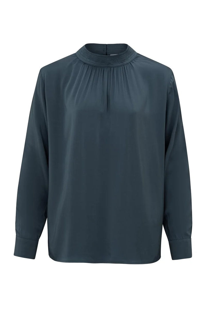 Satin Turtle Neck Blouse Top W - Rafblauw