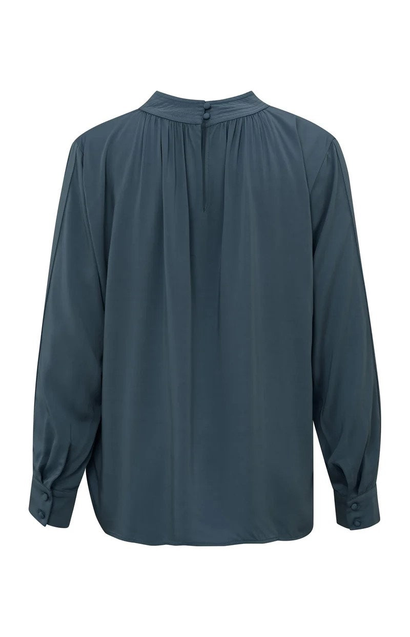 Satin Turtle Neck Blouse Top W - Rafblauw