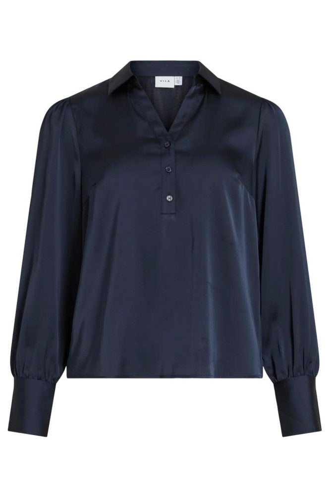 Vienna Ravenna Ls V-neck Top - Navy