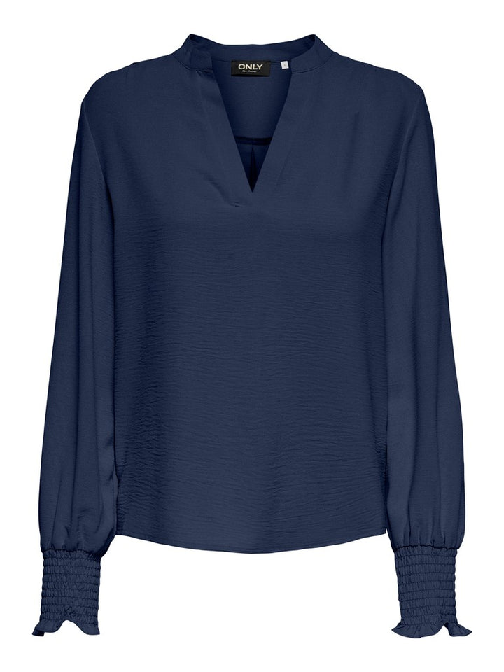 Onlmette V-neck Ls Smock Top Noos Wvn - Navy