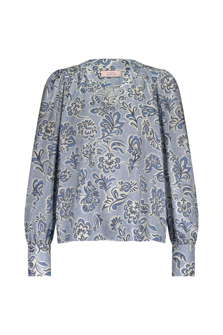 Emmarie Denim Flower Top - Blauw Dessin