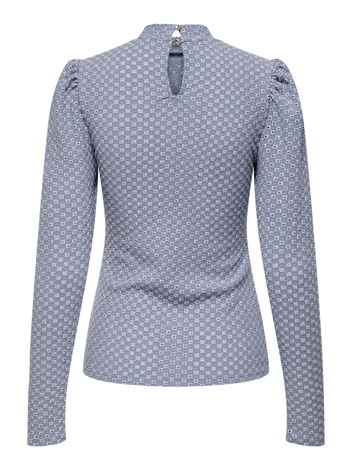 Onlgenny L/s O-neck Structure Top J - Blauw Dessin