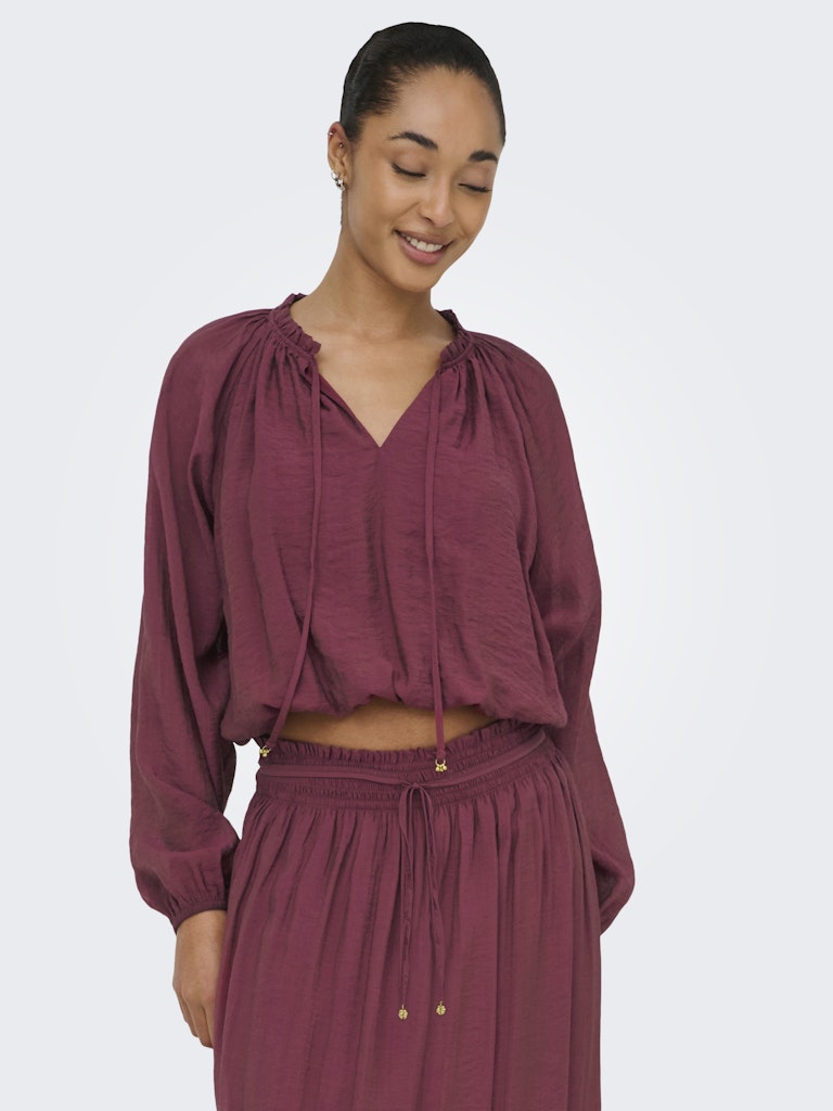 Jdypaige L/s Top Wvn - Steenrood