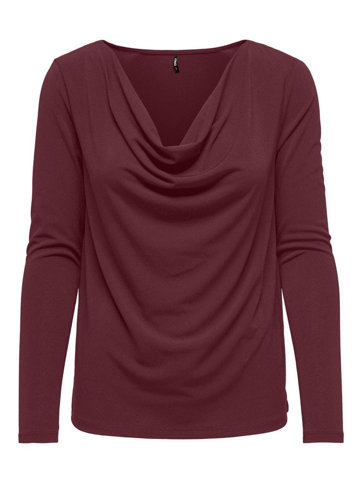 Onlsansa L/s Waterfall Top Jrs - Bordeaux