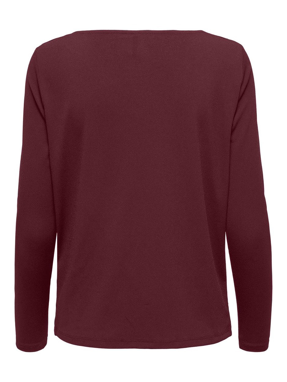 Onlsansa L/s Waterfall Top Jrs - Bordeaux