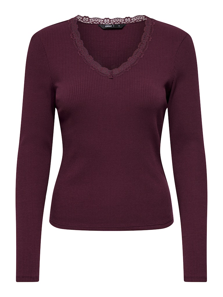 Onlsara Sharai L/s V-neck Top Jrs - Bordeaux