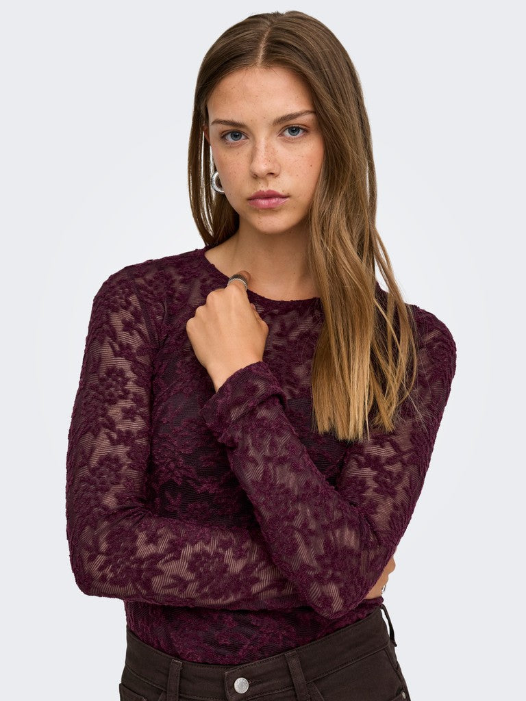Onlblaise L/s Top Jrs - Bordeaux