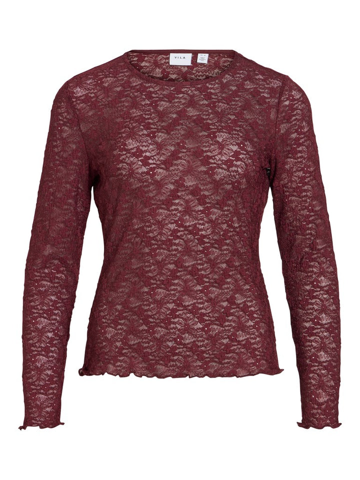 Vifay O-neck L/s Top - Noos - Bordeaux