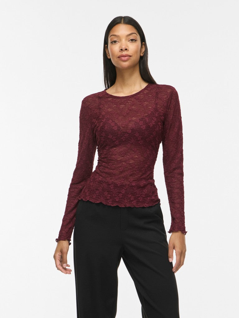 Vifay O-neck L/s Top - Noos - Bordeaux