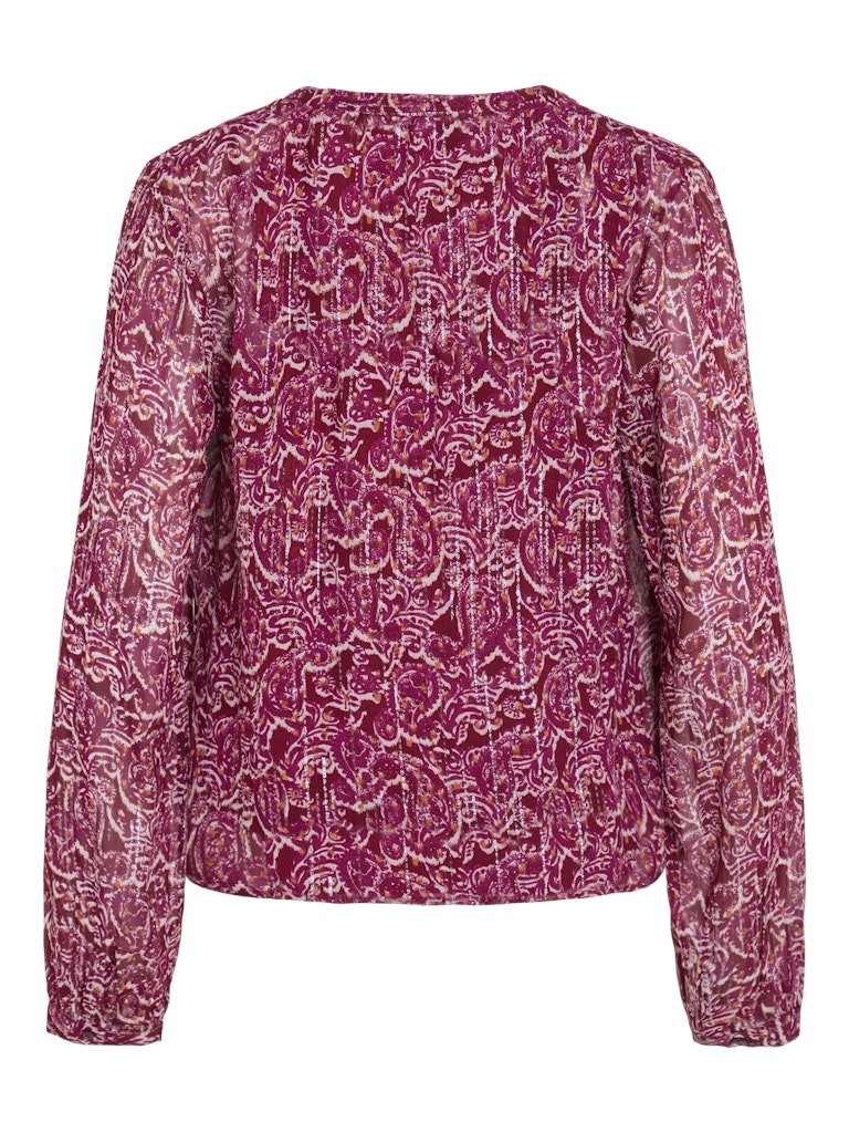 Viganza Rio V-neck L/s Top - Rood Dessin