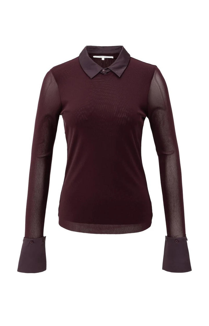 Mesh Top With Removable Collar - Aubergine